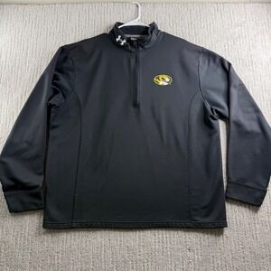 Under Armour Missouri Mizzou Tigers 1/4 Zip Pullover Jacket Mens XL Black NCAA